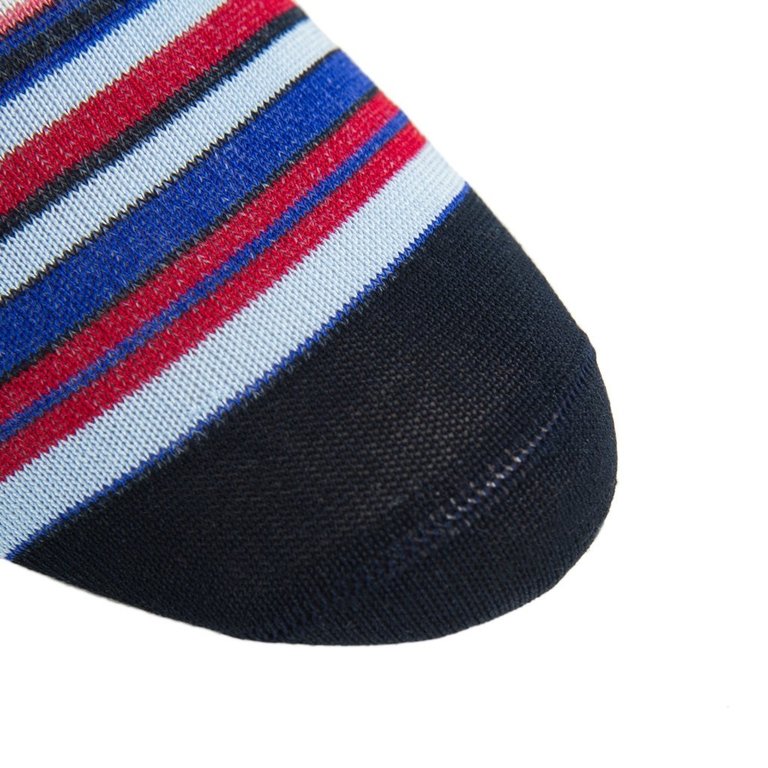 Dapper Classics Dapper Classics - Navy/Sky/Azure Blue/Clematis Blue/Cream/Coral/Red Variegated Stripe - Cotton - Over The Calf