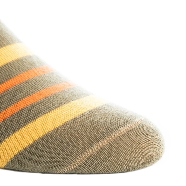 Dapper Classics Dapper Classics - Taupe with Saffron and Burnt Orange Double Stripe - Merino Wool - Over The Calf