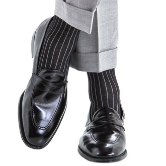 Dapper Classics Dapper Classics - Black with Ash Vertical Stripe - Cotton - Over The Calf