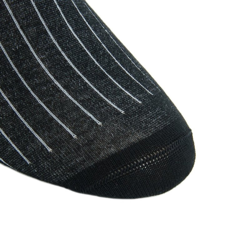 Dapper Classics Dapper Classics - Black with Ash Vertical Stripe - Cotton - Over The Calf