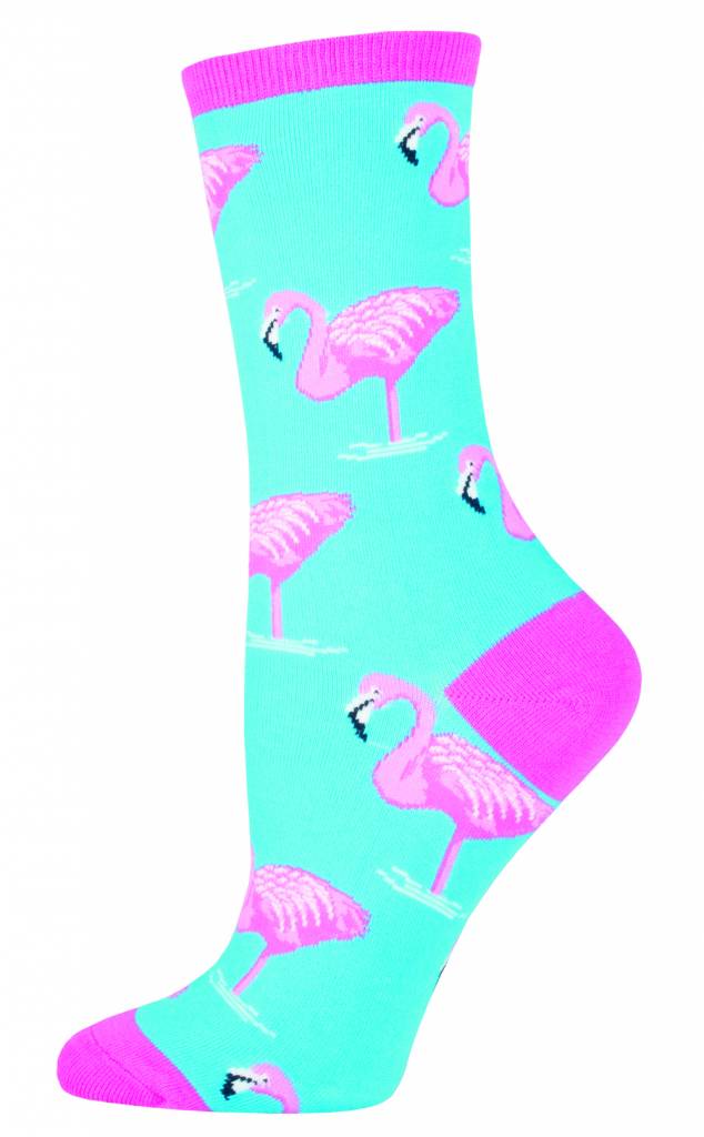 Socksmith - Flamingo - Sky Blue - Crew - Women's