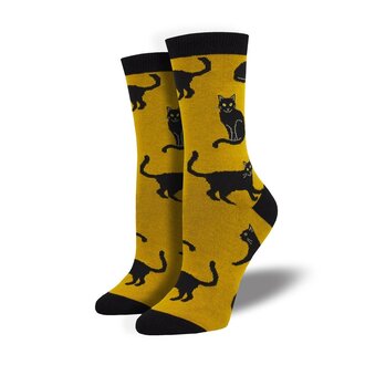 Socksmith Socksmith - Bamboo - Black Cat - Gold - Crew - Women's