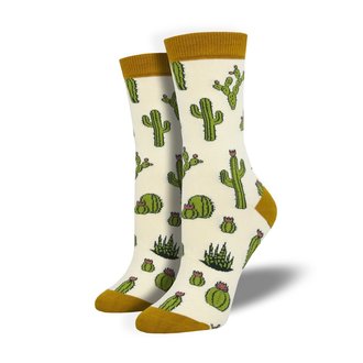 Socksmith Socksmith - Bamboo - King Cactus - Ivory - Crew - Women's
