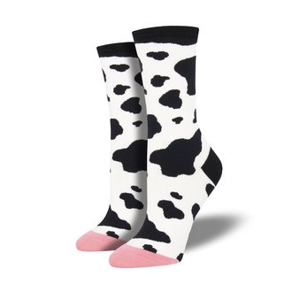 Socksmith Socksmith - Moooo! - White - Crew - Women's