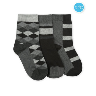 Jefferies - Argyle Stripe Crew - 3-Pk - 1167 - Black - Boys