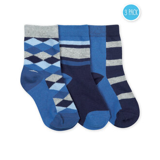 Jefferies - Argyle Stripe Crew - 3-Pk - 1167 - Navy - Boys