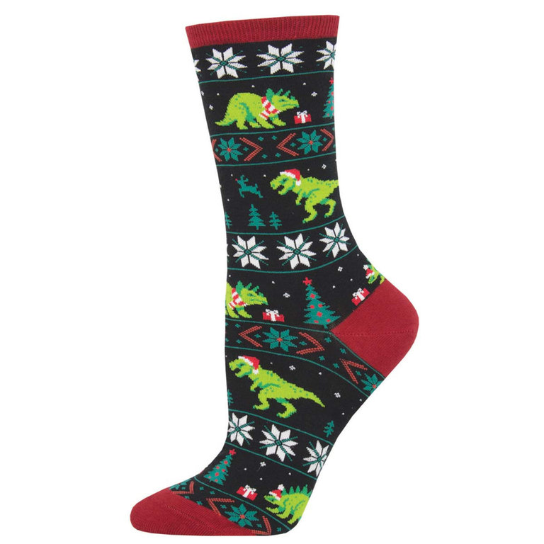 Socksmith Socksmith - Santasaurus Rex - Black - Crew - Women's