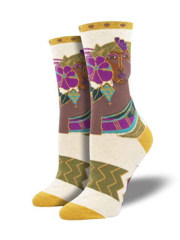 Socksmith Socksmith - Laurel Burch - Blossoming Woman - Ivory Heather - WNC2087 - Crew - Women's