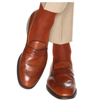 Dapper Classics Dapper Classics - Whiskey Brown Solid Ribbed - Cotton - Over The Calf