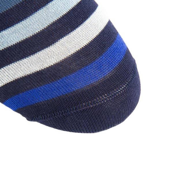 Dapper Classics - Classic Navy/Cream/Clematis Blue/Indigo Blue/Sky Blue Quad Stripe - Cotton - Over The Calf