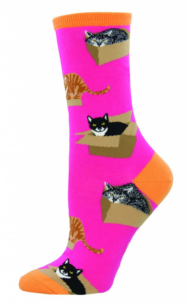 Socksmith - Cat In A Box - Pink - WNC765 - Crew - Women's