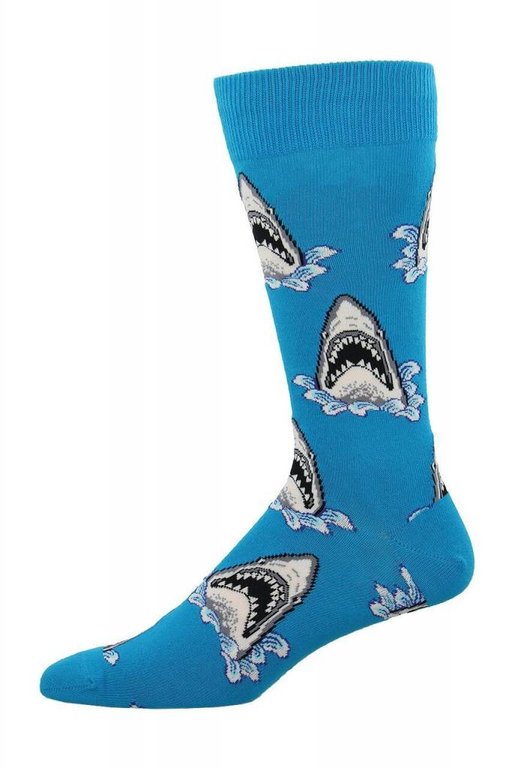 Socksmith Socksmith - King Size - Shark Attack - Blue - K-MNC613 - Crew - Men's