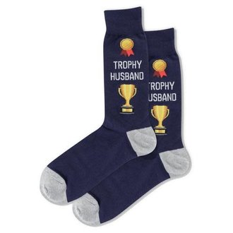 Hot Sox Hot Sox - Trophy Husband - Navy - Crew - Men's