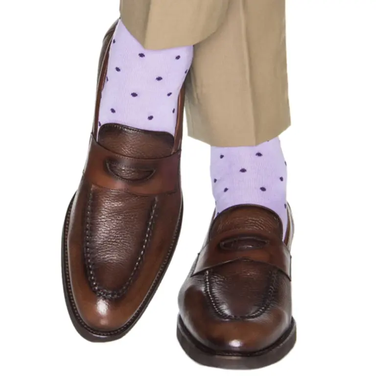 Dapper Classics Dapper Classics - Lavender with Purple Dot - Cotton - Over The Calf