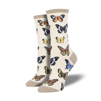Socksmith Socksmith - Majestic Butterflies - Ivory Heather - Crew - Women's