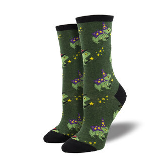 Socksmith Socksmith - Freaky Frogs - Green Heather - Crew - Women's