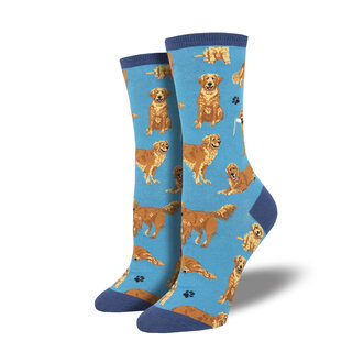 Socksmith Socksmith - Golden Retrievers - Blue - Crew - Women's