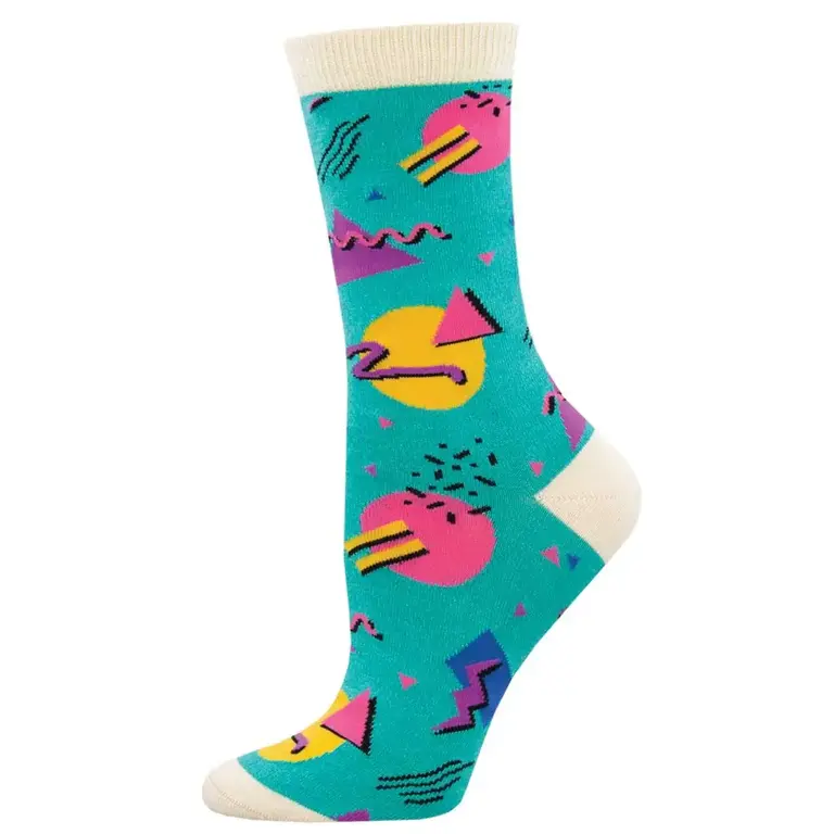 Socksmith Socksmith - Bamboo - 90's Vibes - Teal - Crew - Women's