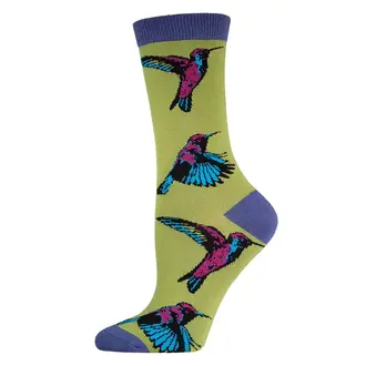 Socksmith Socksmith - Bamboo - Hummingbirds - Citron - Crew - Women's