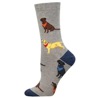 Socksmith Socksmith - Bamboo - Loving Labradors - Grey Heather - Crew - Women's