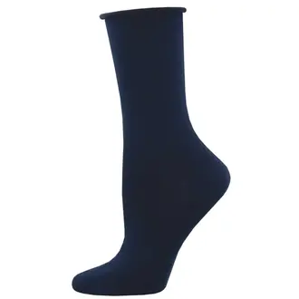Socksmith Socksmith - Bamboo - Solid Roll-top - Navy - Crew - Women's