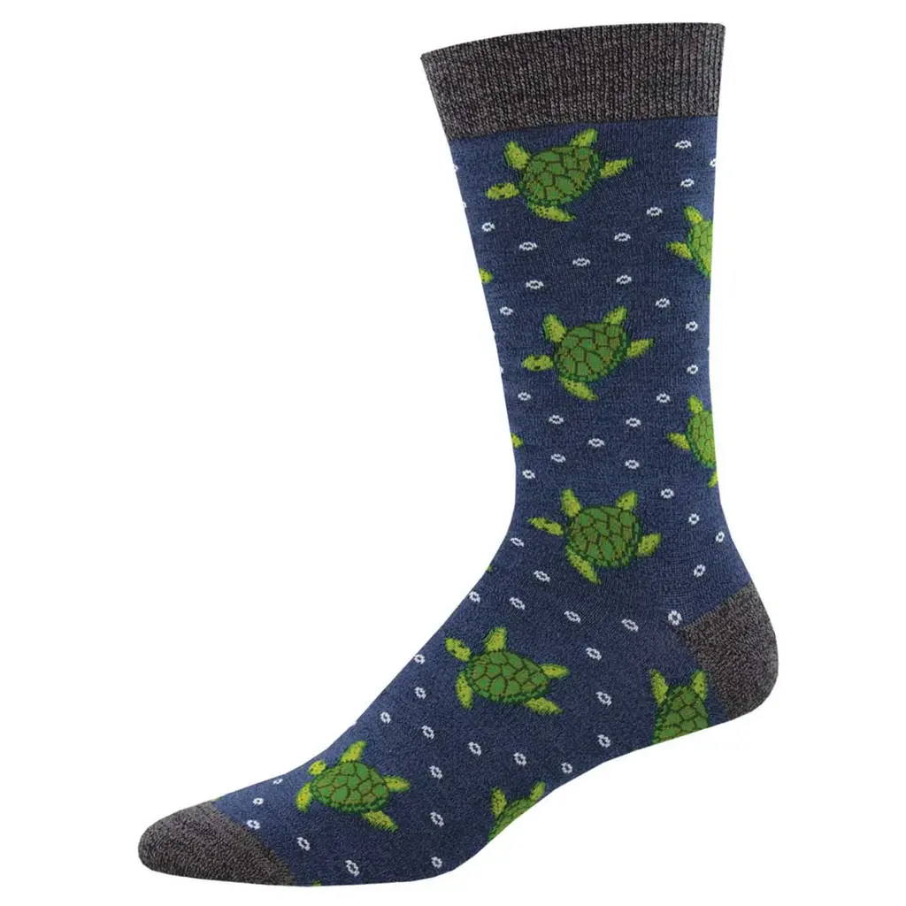 Socksmith - Bamboo - Turtle Tales - Heather Denim - Crew - Men's