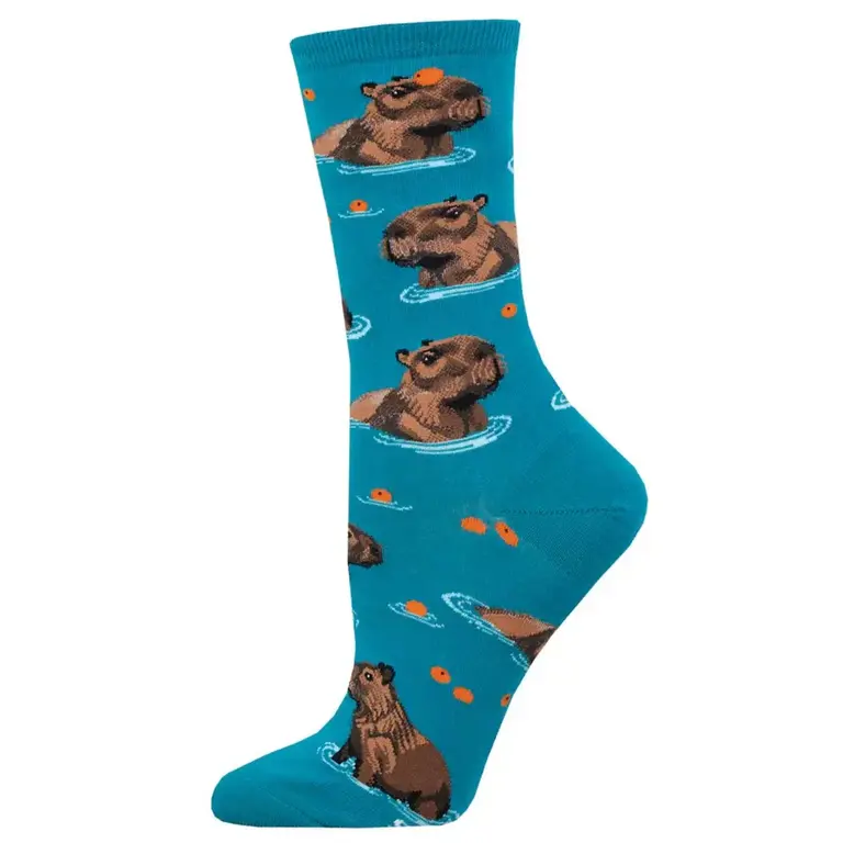 Socksmith Socksmith - Capybara Chill - Teal - Crew - Women's
