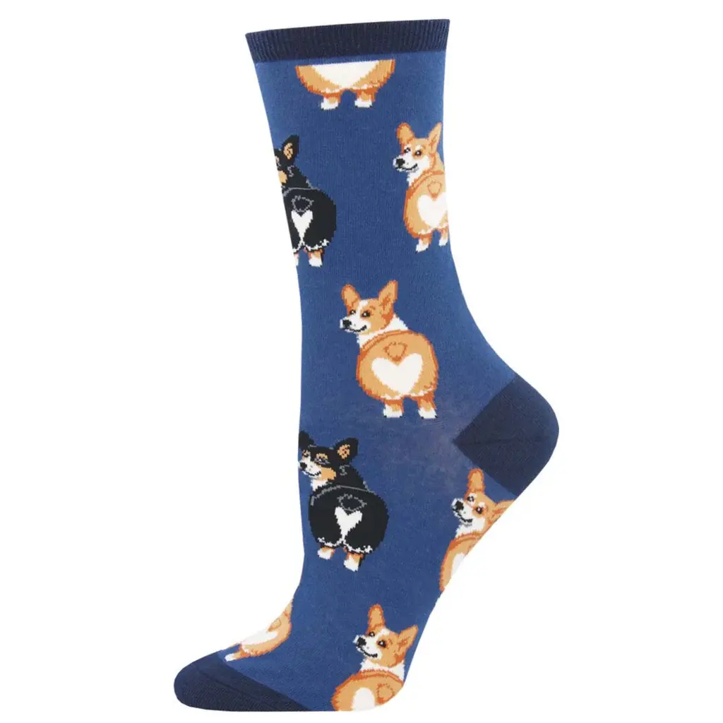 Socksmith - Corgi Butt - Blue - Crew - Women's