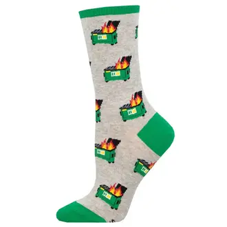 Socksmith Socksmith - Dumpster Fire - Heather Gray - Crew - Women's