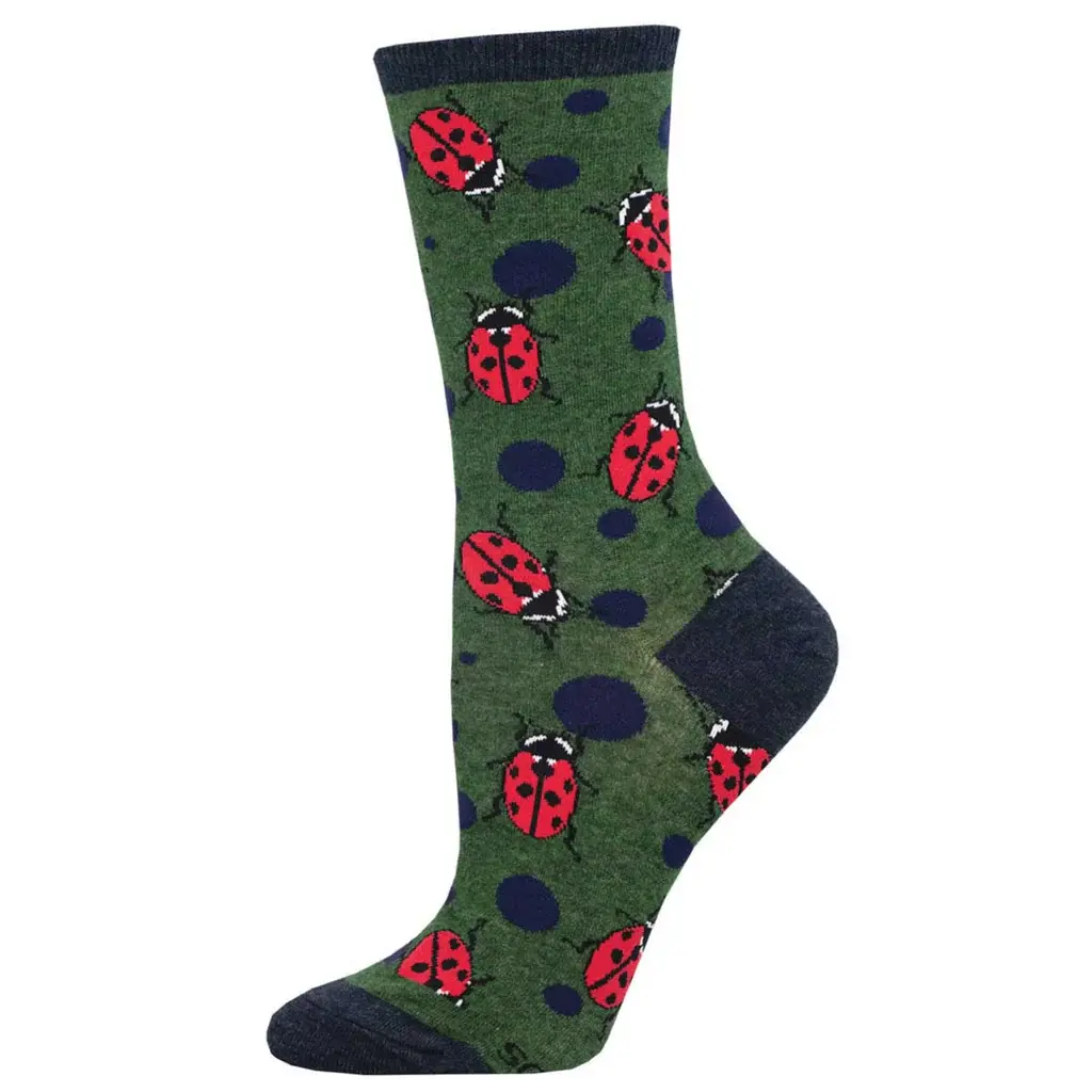 Socksmith - Ladybugs - Green Heather - Crew - Women's