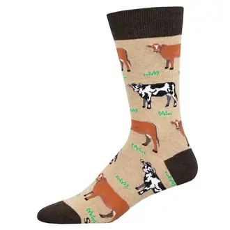 Socksmith Socksmith - Mooove Over - Hemp Heather - Crew - Men's