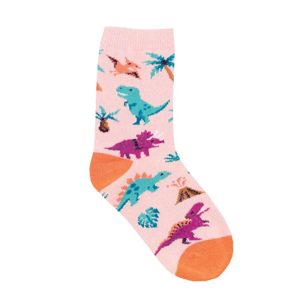 Socksmith - Nervous Rex Pink Crew Kids