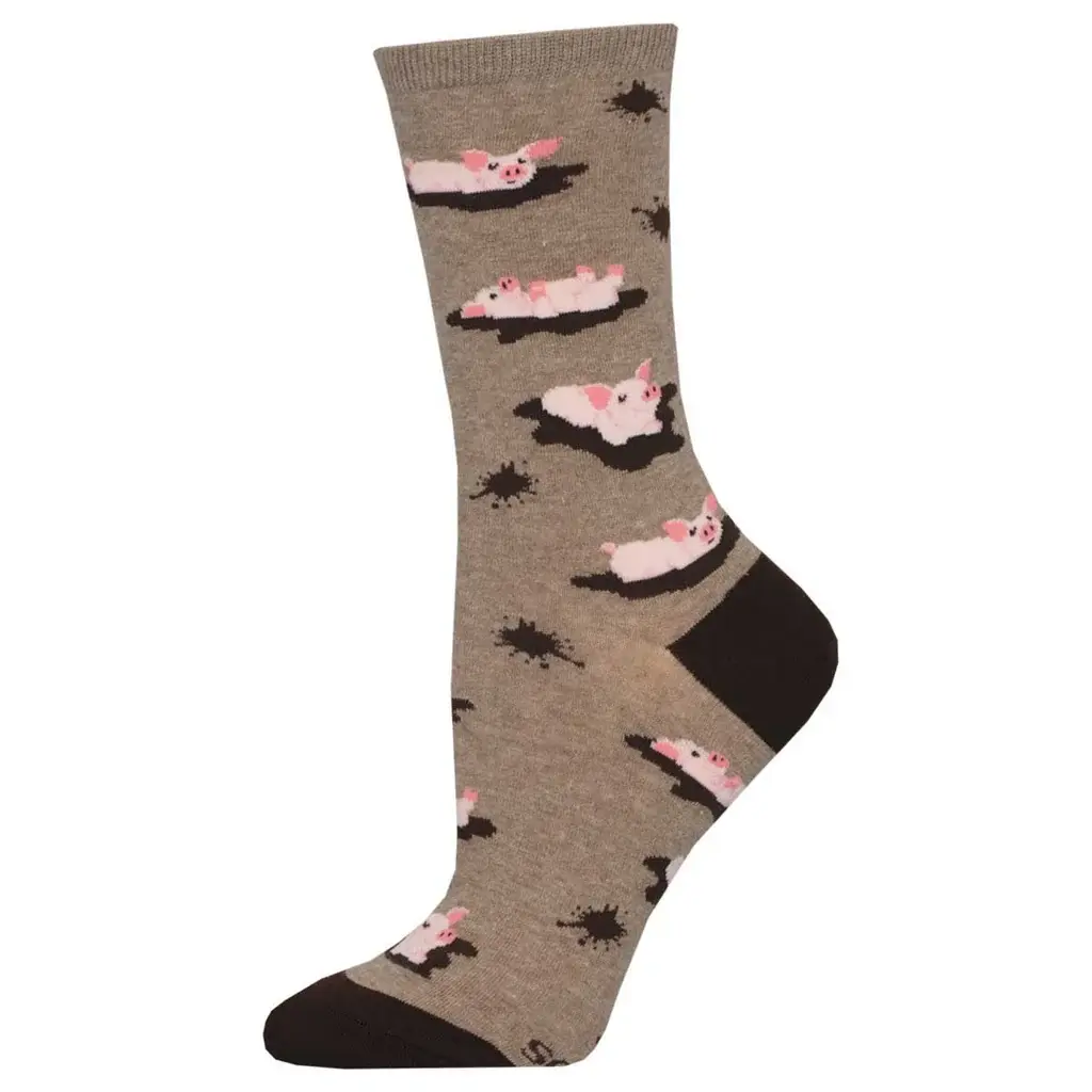 Socksmith - Pig Out - Heather Brown - Crew - Women's