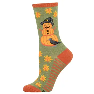 Socksmith Socksmith - Pumpkinman - Green Heather - Crew - Women's