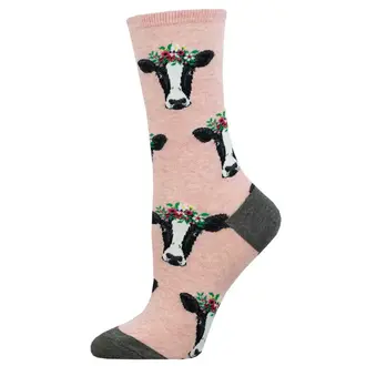 Socksmith Socksmith - Wow Cow - Pink Heather - Crew - Women's