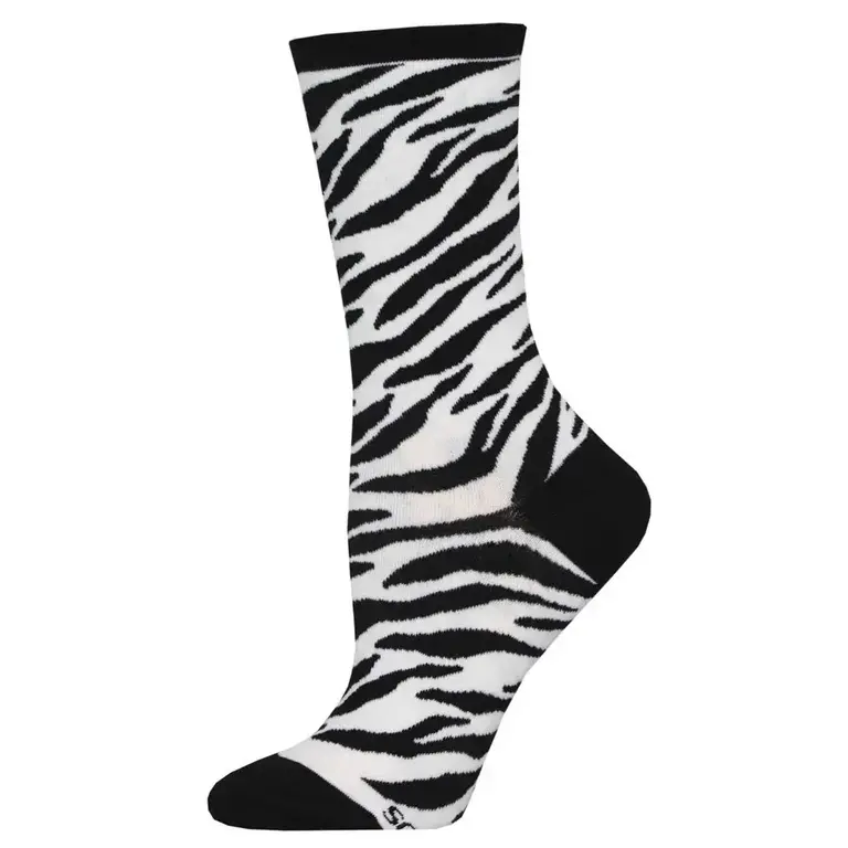 Socksmith Socksmith - Zebra Print - White - Crew - Women's