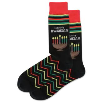 Hot Sox Hot Sox - Happy Kwanzaa - Black - Crew - Men's