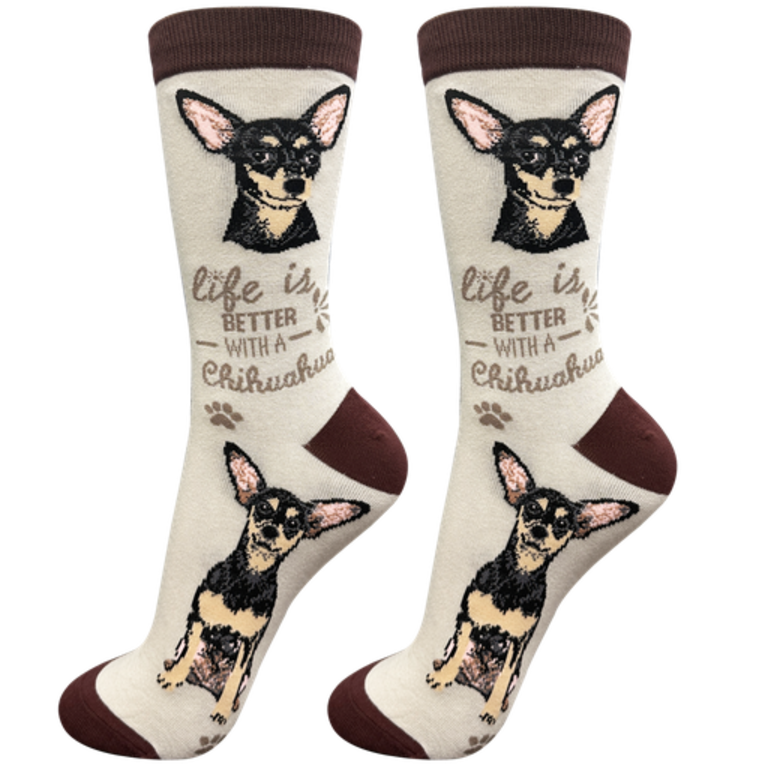 Life is Better LIFE IS BETTER - Black Chihuahua - Crew - OSFM