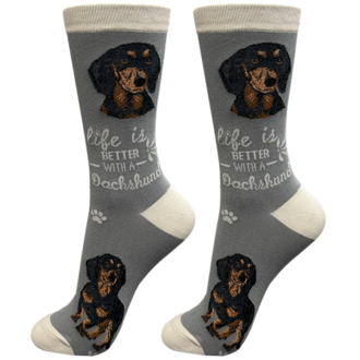 Life is Better LIFE IS BETTER - Black Dachshund - Crew - OSFM
