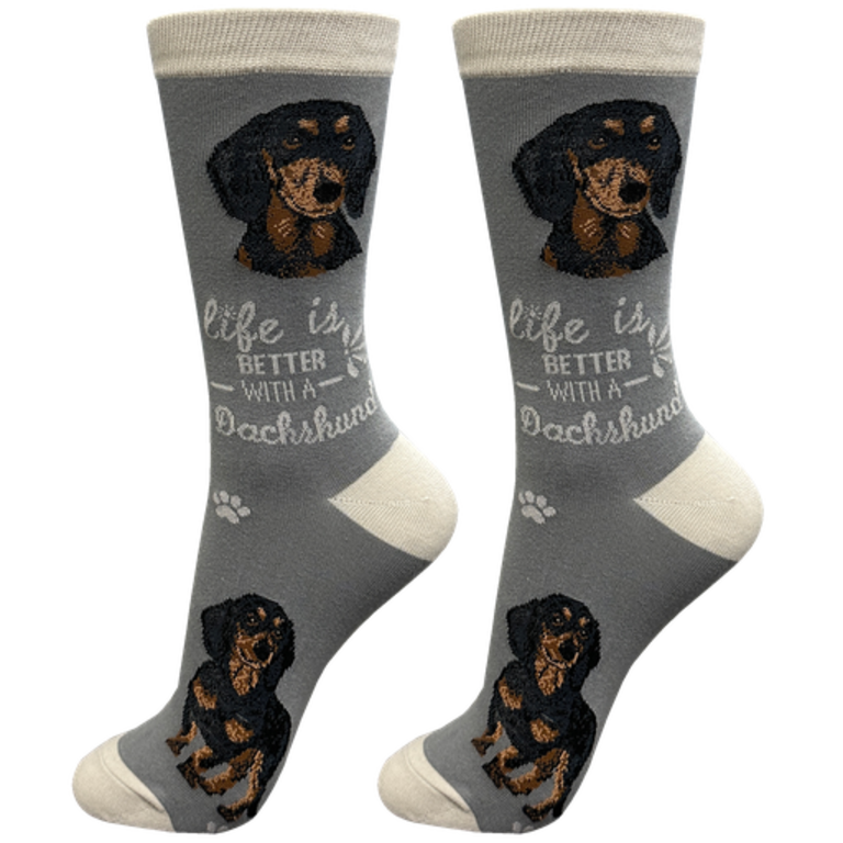 Life is Better LIFE IS BETTER - Black Dachshund - Crew - OSFM