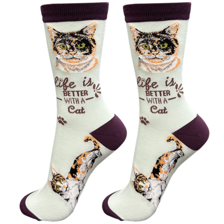 Life is Better LIFE IS BETTER - Calico Cat - Crew - OSFM
