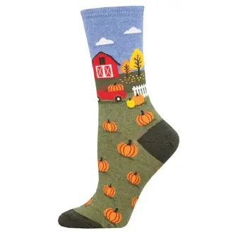Socksmith Socksmith - Pumpkin Patch - Green Heather - Crew - Women's