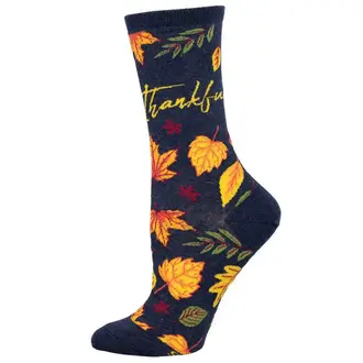 Socksmith Socksmith - Thankful For Fall - Navy Heather - Crew - Women's