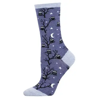 Socksmith Socksmith - Don't Give A Hoot - Denim Heather - Crew - Women's