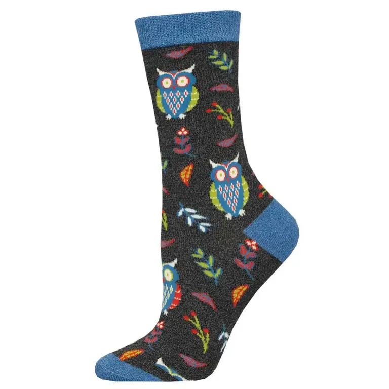 Socksmith Socksmith - Bamboo - Cute Hoot - Navy Heather - Crew - Women's