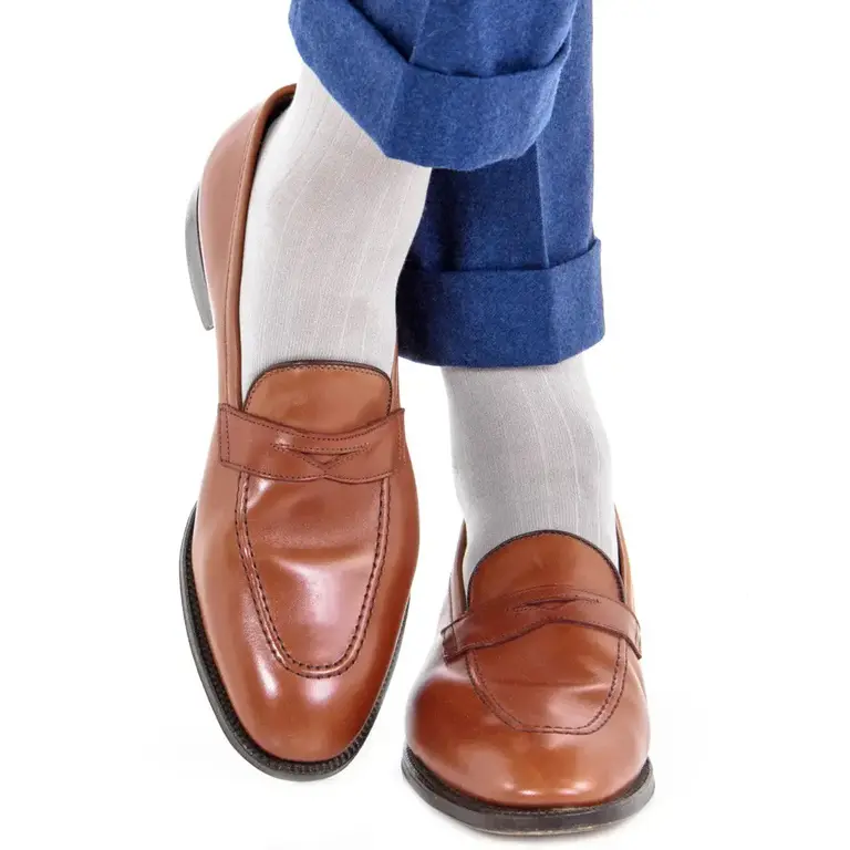 Dapper Classics Dapper Classics - Ash Solid Ribbed - Cotton - Over The Calf
