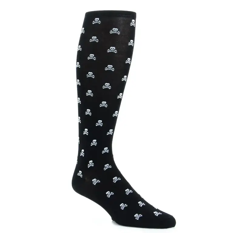 Dapper Classics Dapper Classics - Black with White Skull and Crossbones - Cotton - Over The Calf