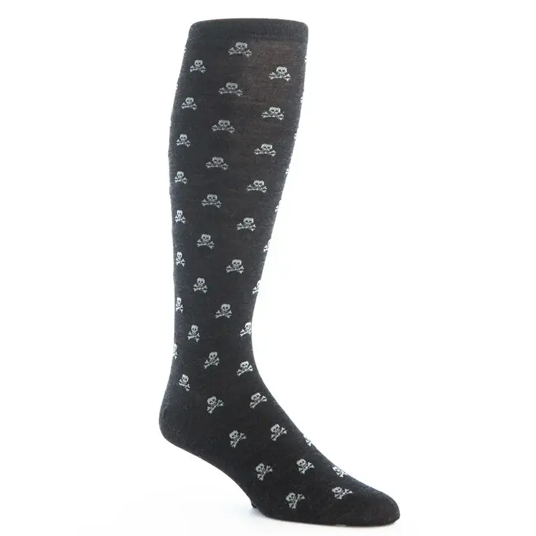 Dapper Classics Dapper Classics - Charcoal with Ash Skull and Crossbones - Merino Wool - Over The Calf