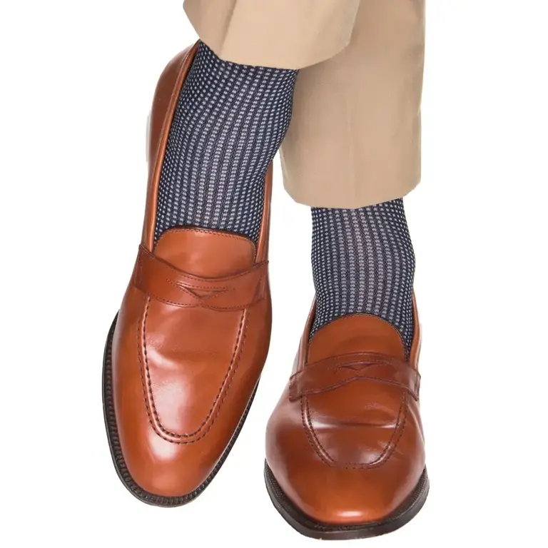 Dapper Classics Dapper Classics - Classic Navy and Sky Blue Grenadine - Cotton - Over The Calf