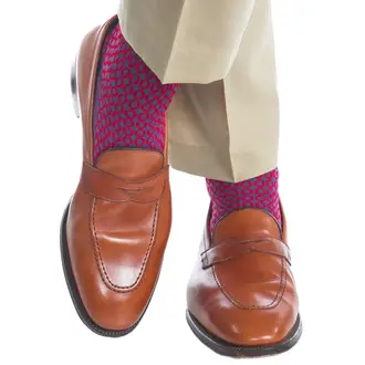 Dapper Classics Dapper Classics - Indigo Blue with Red Ovals - Cotton - Over The Calf - King Size